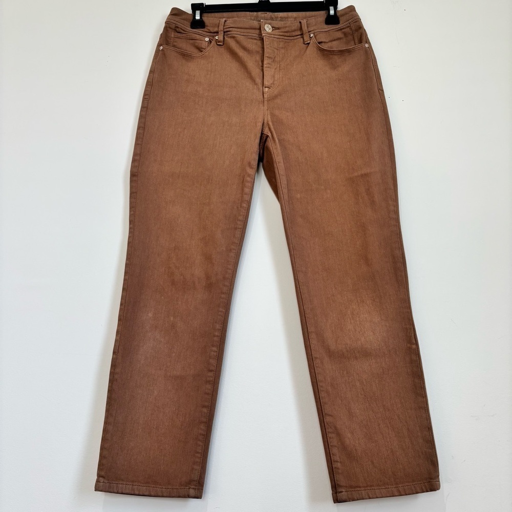 Chicos So Slimming Girlfriend Slim straight leg mid rise natural brown crop Jean